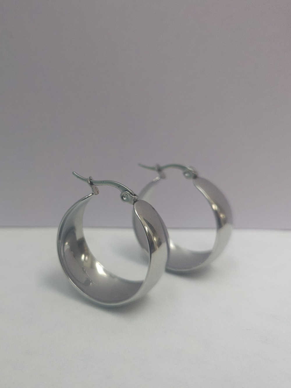 Silver-Tone Wide Hoop Earrings - Women Jewelry - Picture 3 of 4